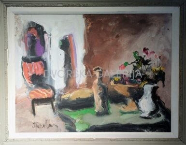 Nikola Graovac, Mrtva priroda sa stolicom, ulje na platnu, 46 x 61 cm